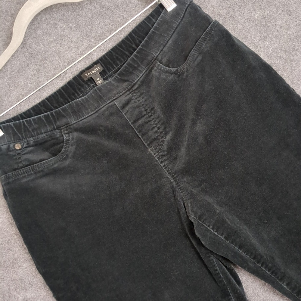 Talbots Womens Dark Green Corduroy Pull On Leggings Slim High Rise Pants Size M